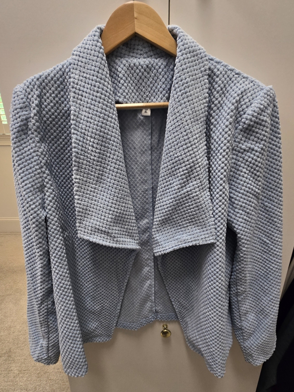 Light Blue Women's Textured Open Front Jacket